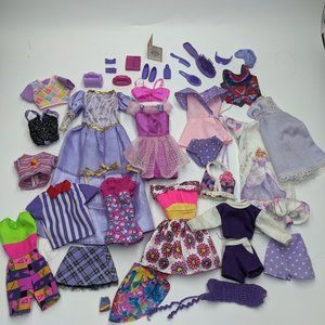 Vintage Barbie PURPLE Lot Clothing Accessories shoes dress rollerblade
